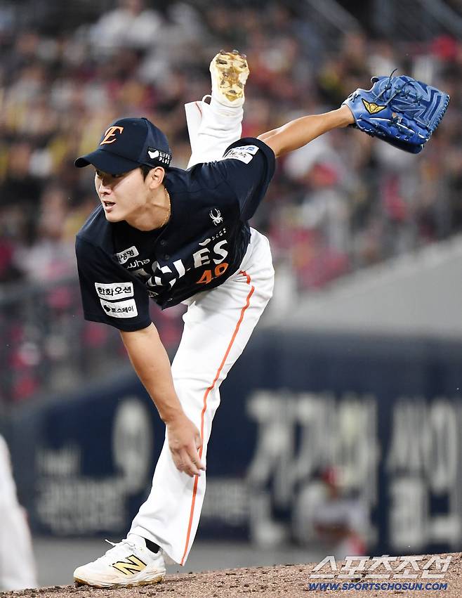18일 광주 기아챔피언스필드에서 열린 한화-KIA전. 한화 선발투수로 마운드에 오른 윤산흠. 광주=정재근 기자 cjg@sportschosun.com/2025.9.18/