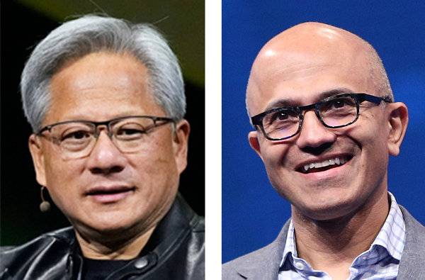 젠슨 황(왼쪽), 사티아 나델라.