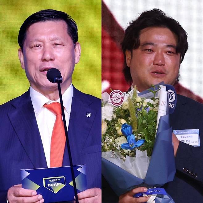 KBO 허구연 총재-박석민 전 두산 코치. 연합뉴스