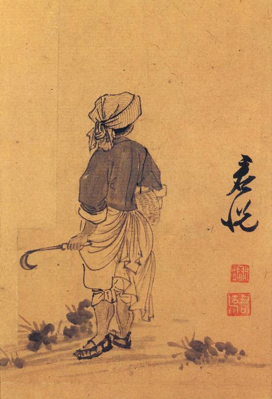 손자 윤용이 그린 ‘나물 캐는 여인’. 윤두서의 외종손인 정약용은 “윤씨 집안은 아들·손자에 이르러 기예가 더욱 정밀해진다”고 평했다. [사진 간송미술관]