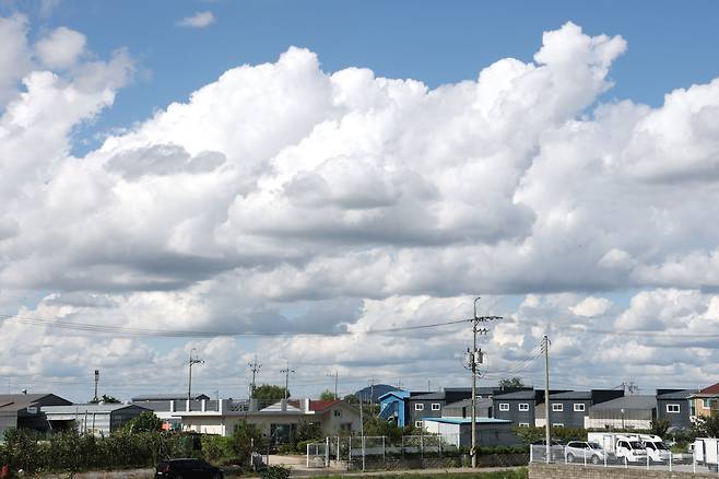 경기 김포에서 바라본 하늘에 뭉개구름이 떠 있다. /뉴스1