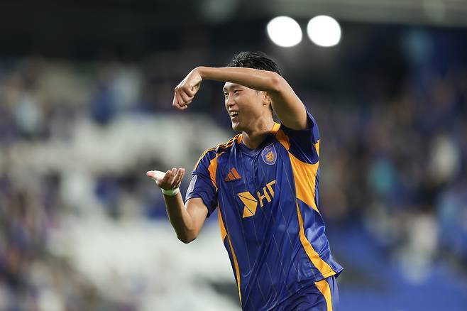 울산문수축구경기장/ 2025-2026 AFC 챔피언스리그 엘리트/ ACLE/ 리그스테이지 1차전/ 울산HDFC vs 청두룽청/ 울산 허율 득점/ 골 세레머니/ 사진 김정수