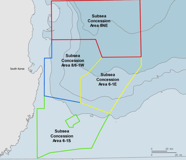 3월 21일 입찰 개시된 동해 가스전 광구. 한국석유공사 제공