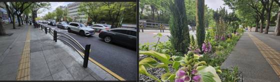 '바람길숲'이 설치되기 전과 후의 서울시 관악구 보라매공원 주변도로 모습. 사진 서울시