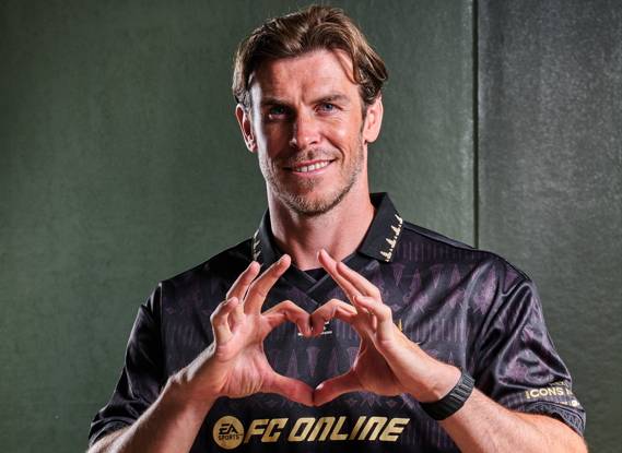 축구계 수퍼스타 가레스 베일이 시그니처인 하트 세리머니를 선보이고 있다. [사진 넥슨]