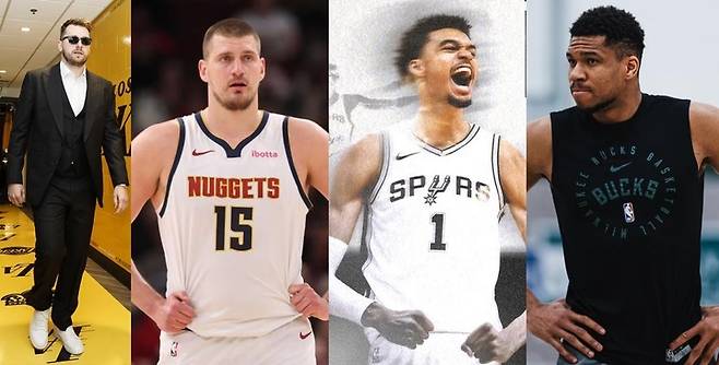 (왼쪽부터) 루카 돈치치, 니콜라 요키치, 빅터 웸반야마, 야니스 아데토쿤보