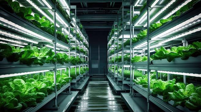 EU 스마트팜은 LED와 ICT 기술을 활용한 시스템으로 수직농장을 운영하고 있다. /ⓒGetty Images Bank