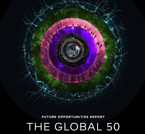 두바이미래재단이 발표한 2024년 ‘글로벌 50’ 보고서 표지. 이 보고서는 50가지의 미래 기회 중 하나로 ‘지혜를 위한 학교’를 들었다.