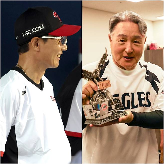 LG 염경엽(왼쪽) 감독과 한화 김경문 감독. IS 포토, 한화 제공