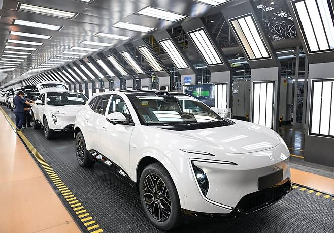 지난 18일 중국 충칭시에 창안 디지털 인텔리전스 공장 내 신에너지차(NEV) 모습. 이 기사와 직접적인 관련 없음./사진=신화연합뉴스