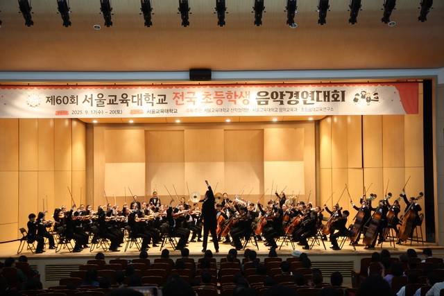 칠곡군 석적초등학교 소리빛 오케스트라가 '제60회 전국초등학생 음악 경연대회' 에서 연주를 하고 있다. 칠곡교육지원청 제공