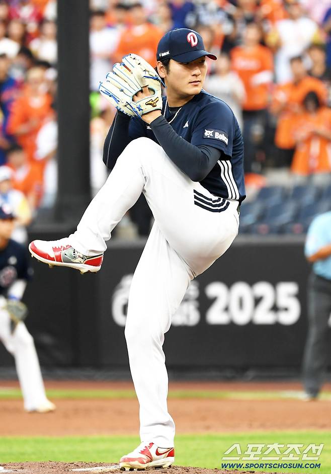 20일 대전 한화생명볼파크에서 열린 한화 이글스와 두산 베어스의 경기. 두산 곽빈이 역투하고 있다. 대전=박재만 기자 pjm@sportschosun.com/2025.08.20/