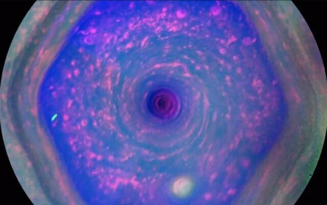 카시니 탐사선이 촬영한 토성의 육각형 구조 (출처=NASA/JPL-Caltech/SSI/Hampton)