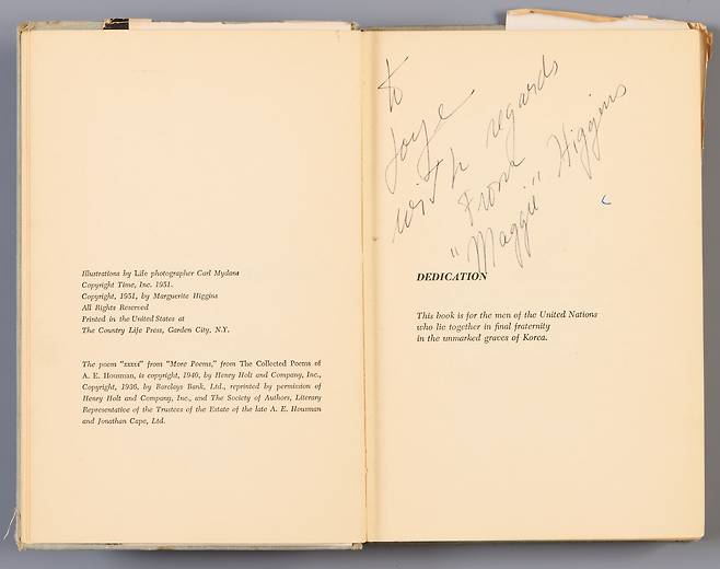 마거리트 히긴스의 친필 사인. 김점석 KTV 전문위원 소장. /인천시립박물관