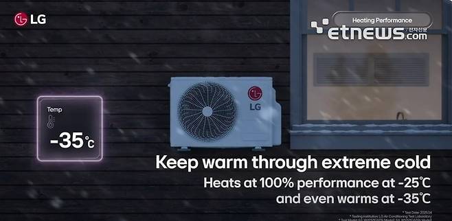 LG전자가 최근 북유럽 지역에 선보인 공랭식 히트펌프 신제품 'LG 듀얼쿨 AI 에어' (사진=LG전자 북유럽 법인 유튜브)