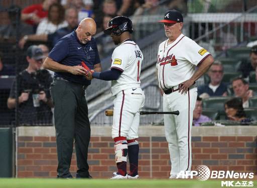 알비스는 유구골 골절 진단을 받았다. 사진(美 애틀란타)=ⓒAFPBBNews = News1