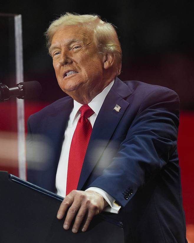 [글렌데일=AP/뉴시스] 22일(현지 시간) 워싱턴포스트에 따르면 미 노동부는 "고용주가 채용 과정에서 미국인을 우선시하도록 하기 위해,  H-1B 비자 남용을 단속하는 '프로젝트 파이어월(Project Firewall)'을 시작했다"고 밝혔다. 도널드 트럼프 미 대통령. 2025.09.23.