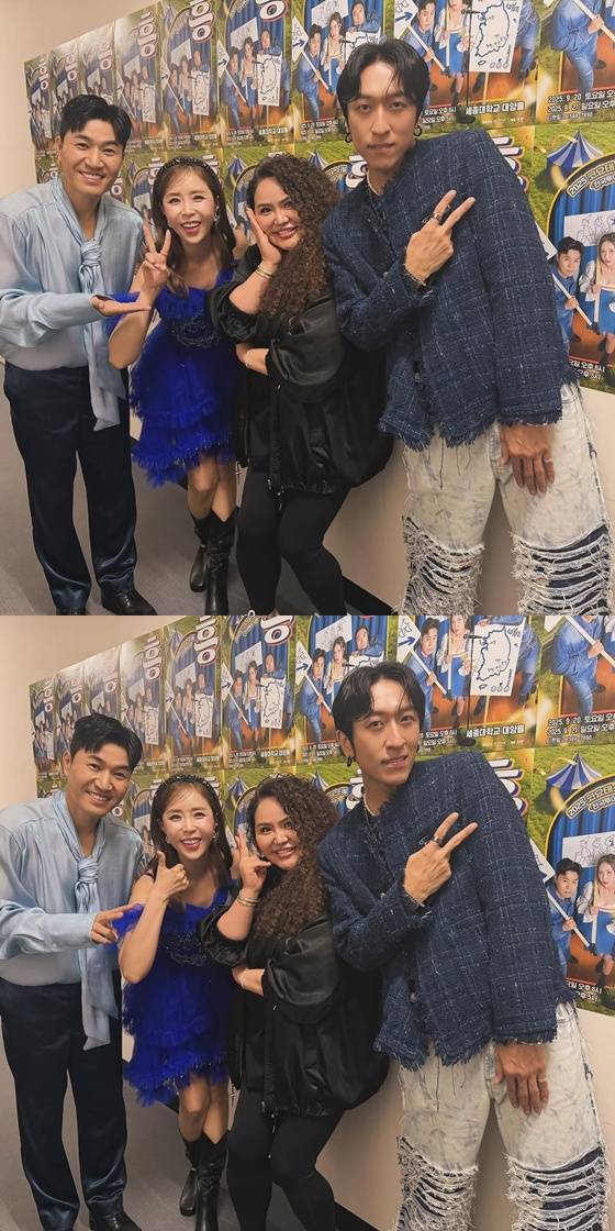 왼쪽부터 김종민, 신지, 홍선영, 빽가