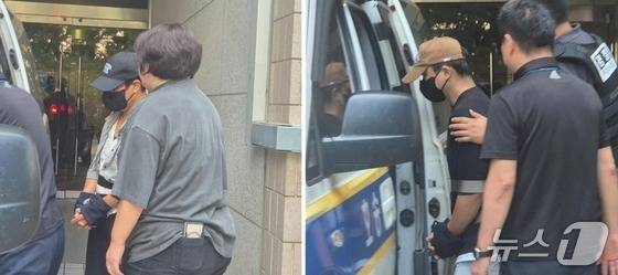 살인미수 등의 혐의를 받는 A 씨(왼쪽)와 B 씨가 영장실질심사를 받고 나오고 있다.2025.8.25/뉴스1