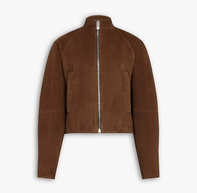 ALAÏA 곡선적인 형태의 소매와 스탠드 칼라가 돋보이는 스웨이드 재킷.