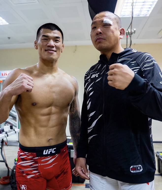 UFC 동반 승리를 일군 고석현(왼쪽)과 박준용. 사진=UFC 코리아