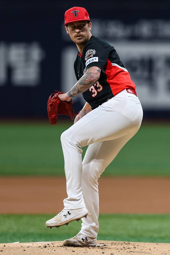 24일 고척 키움전에서 12탈삼진 괴력을 선보인 아담 올러. KIA 제공