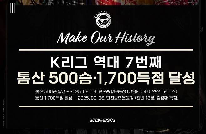 성남FC 500승-1700득점 달성. /사진=성남FC 제공