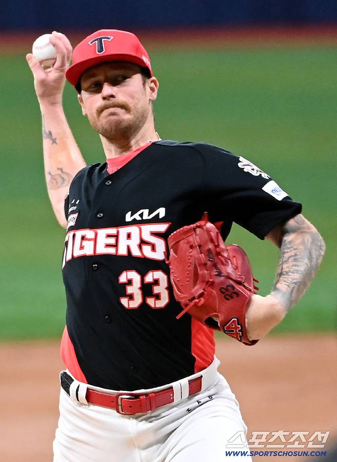 24일 고척스카이돔에서 열린 KIA와 키움의 경기, KIA 선발투수 올러가 역투하고 있다. 고척=허상욱 기자wook@sportschosun.com/2025.09.24/