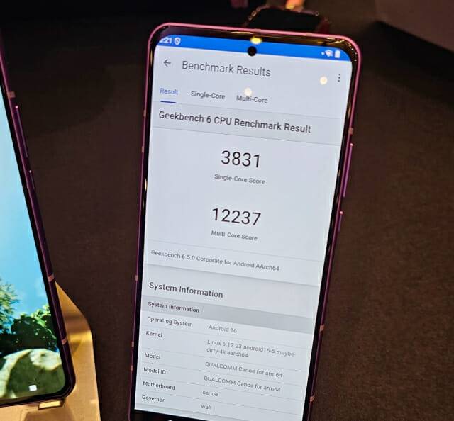 스냅드래곤 8 엘리트 5세대 제품의 긱벤치 테스트 결과(사진=장경윤 기자)