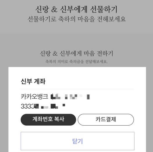 더불어민주당 소속 최민희 국회 과학방송통신위원장 자녀의 모바일 청첩장에 카드 결제 기능이 포함돼 있다. 주진우 의원 페이스북 갈무리