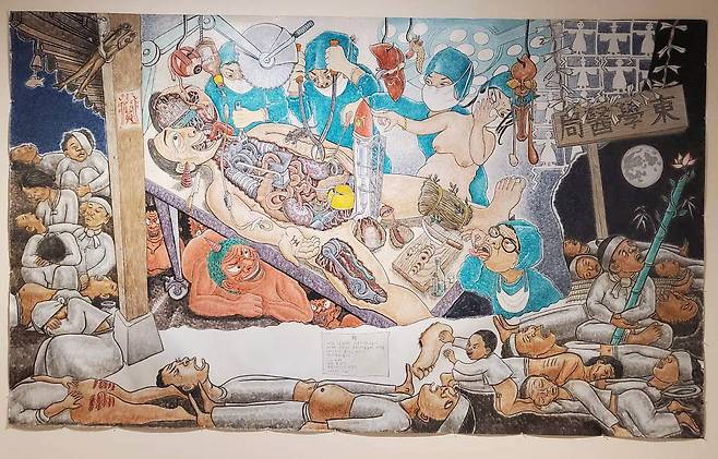 윤석열 대통령과 의료대란을 비판·풍자하는 취지의 작품 ‘동학의국’.  대경미술연구원 제공