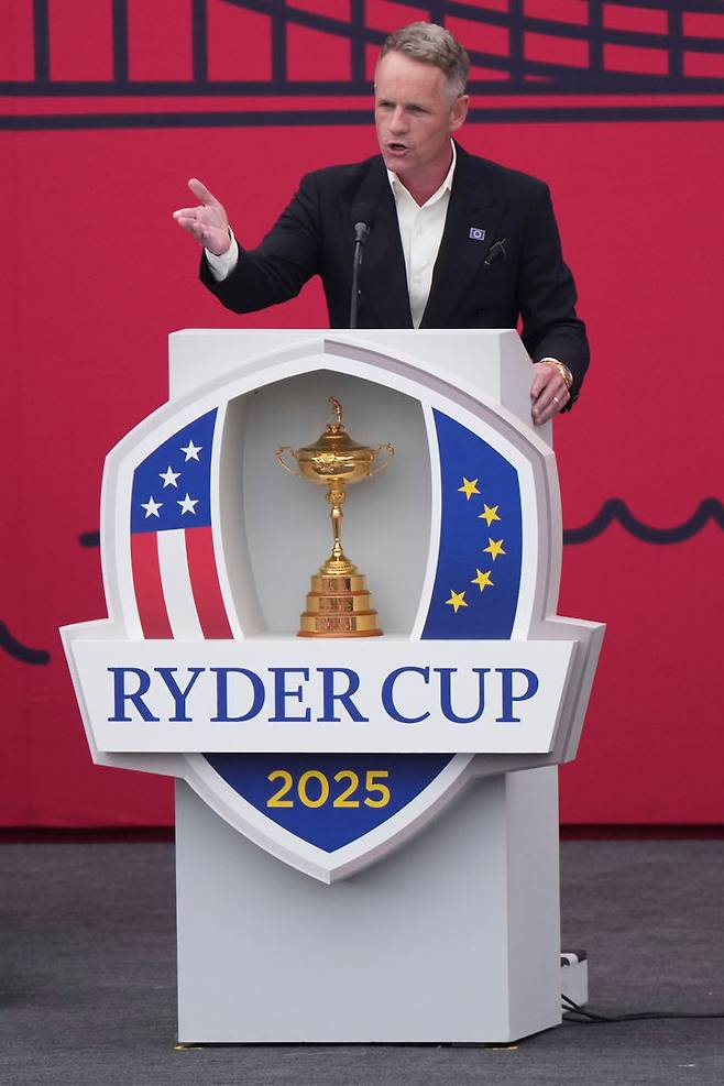 [파밍데일=AP/뉴시스] 미국과 유럽의 골프 대항전인 라이더컵에 참가한 유럽 팀 단장 루크 도널드. 2025.09.24.