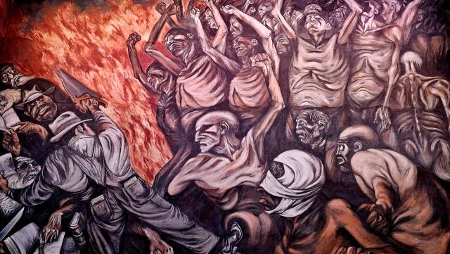 ▲ 오로스코가 과달라하라대학 미술관 벽에 그린 '인민과 거짓 해방자' ⓒ손호철