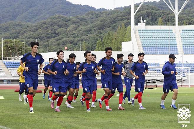 2025 20세 이하(U-20) 월드컵 대비 훈련 중인 U-20 대표팀 선수들. /사진=대한축구협회 제공