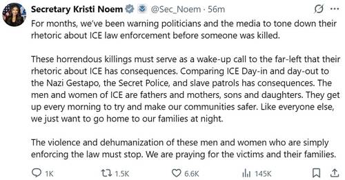 크리스티 놈 국토안보부 장관이 엑스에 올린 글 [X 게시물 캡처. 재판매 및 DB 금지]