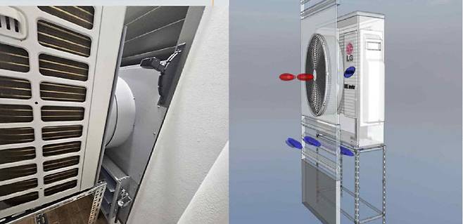 오토베른 무전원 직배시스템(좌)과 열기 및 공기 순환 흐름.사진=한국오토쉘(주) 제공.