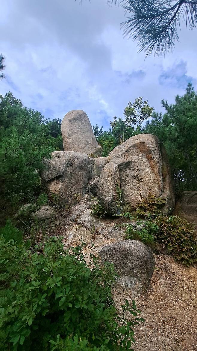 남성의 생식기 같다고 해 붙여진 남근암. 여근암이 주변에 함께 붙어 있다.
