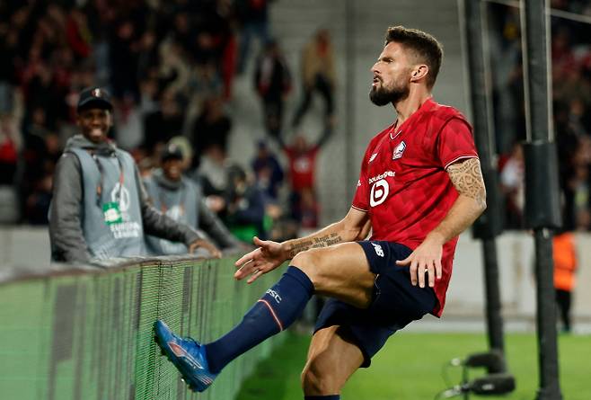 올리비에 지루가 미국을 떠나 유럽에 복귀한 후 여전한 기량을 뽐내고 있다. 사진은 릴OSC에서 활약 중인 지루의 모습. /사진=로이터