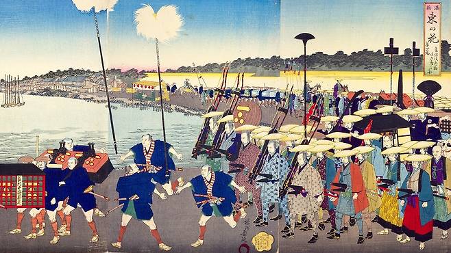 에도로 향하는 다이묘 행렬((參勤交代)   [출처 : 야후재팬 화상]