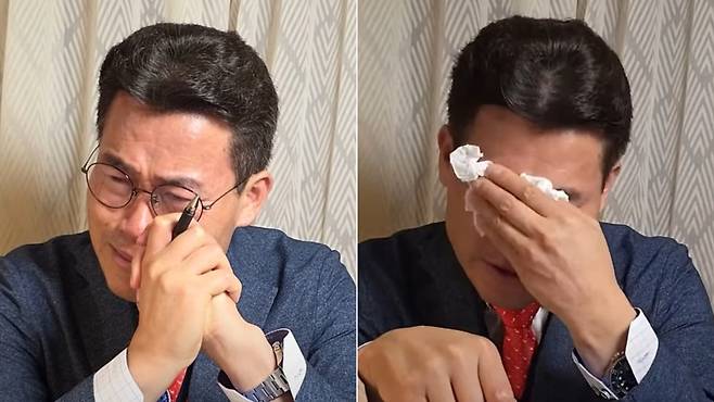 수척해진 윤석열 전 대통령을 보고 오열하는 전한길 씨 (사진, 유튜브 채널 '전한길뉴스 1waynews')