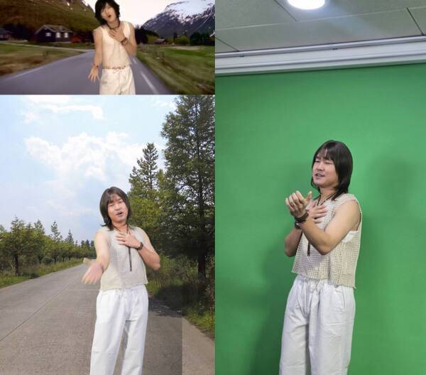 여주시청 회계과 방지석 주무관이 청사 내에서 진행된 동방신기 ‘드라이브’ 패러디 영상 촬영에 참여하고 있는 모습(오른쪽)과 영상 완성본(왼쪽). 여주시 제공