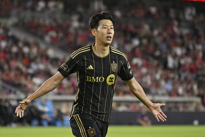 손흥민이 세인트루이스전에서 득점 후 환호하고 있다. 사진 | 세인트루이스=USA연합뉴스
