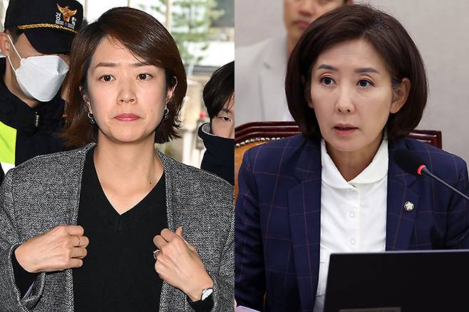 더불어민주당 고민정 의원(왼쪽), 국민의힘 나경원 의원. 류영주·윤창원 기자