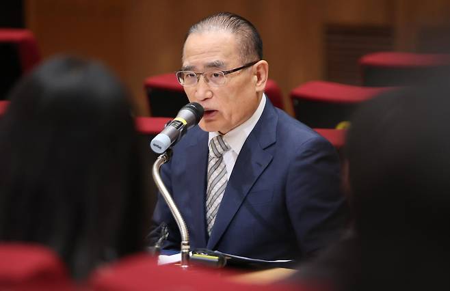 위성락 국가안보실장이 지난 19일 서울 용산 대통령실 청사에서 열린 대통령 UN총회 순방일정 관련 기자간담회에서 발언하고 있다. 2025.9.19. 뉴스1