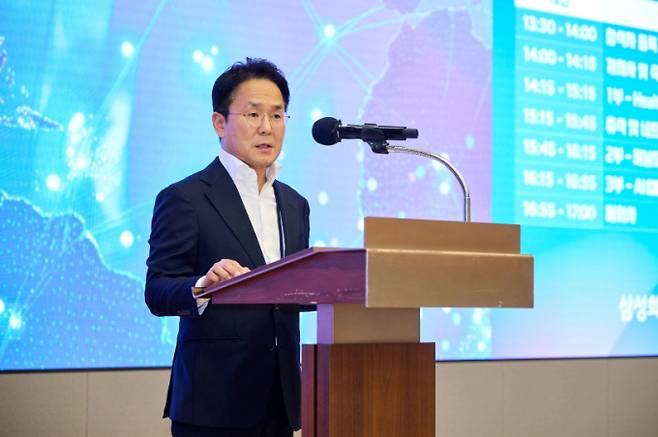 이문화 삼성화재 사장이 '인사이드 2025' 행사에서 개회사를 하고 있다./사진=삼성화재