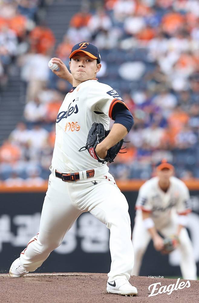 한화 문동주가 27일 대전한화생명볼파크에서 열린 LG전에 선발등판해 역투하고 있다. 사진제공|한화 이글스