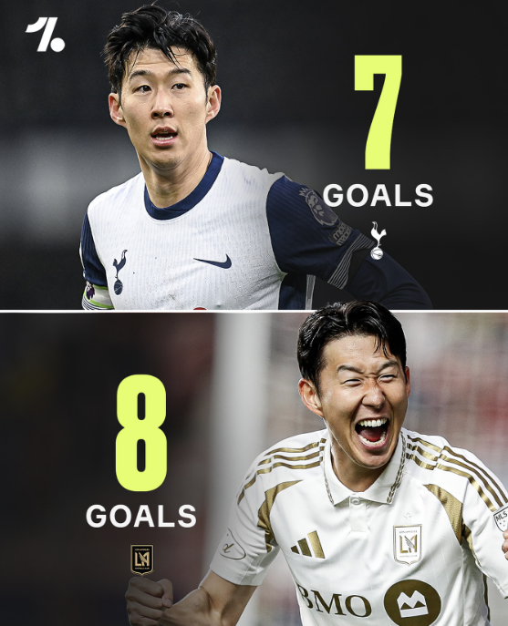 손흥민이 지난 시즌 토트넘에서  기록한 리그 득점 기록을 LAFC 합류 후 단, 8경기 만에 넘어섰다. 원풋볼(onefootball) SNS