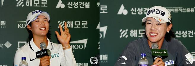 2025 동부건설 · 한국토지신탁 챔피언십 공식 기자회견. 박주영(오른쪽) 질문에 답하는 김민별.