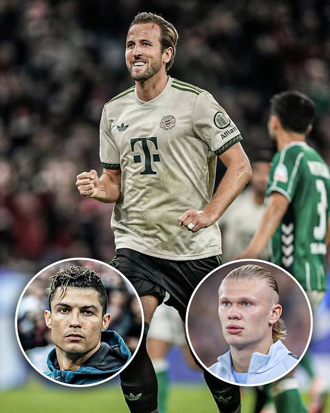 27일 브레멘전에서 2골을 몰아치며 뮌헨 소속 통산 100호 골 고지를 밟은 케인. 그는 104번째 경기에서 100골을 터뜨리며 유럽 5대 리그 소속 최단 기간 100골 득점자가 됐다. 종전 이 부문 기록은 105경기 만에 100골을 터뜨린 레알 시절 호날두와 맨시티 홀란이 보유하고 있었다. 사진=ESPN