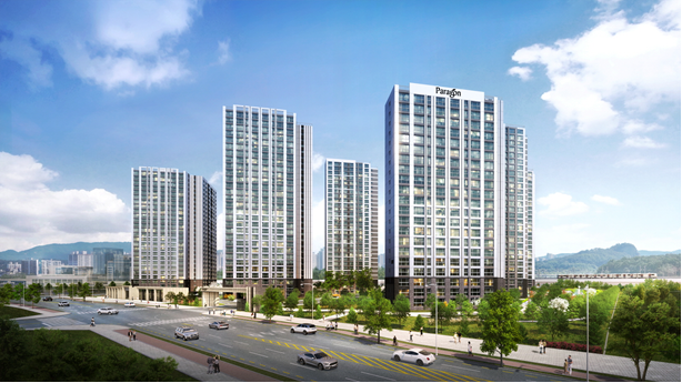 라인그룹이 10월 양주 회천신도시에 분양 예정인 '회천중앙역 파라곤' 투시도 ⓒ라인그룹 제공